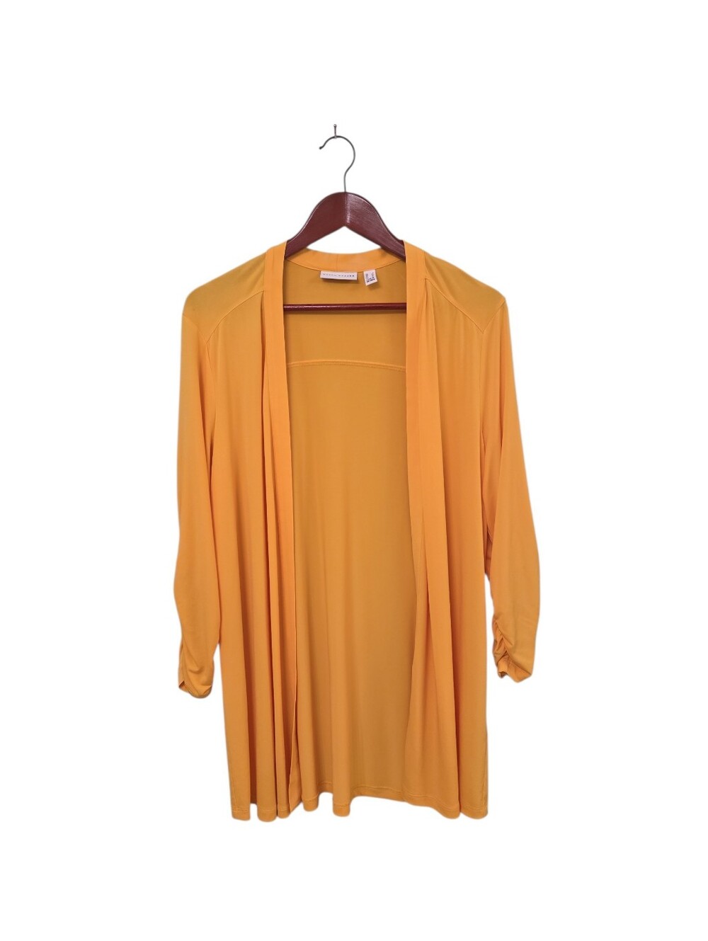 Susan Graver Open Cardigan Mustard Gold Womens Size Large Cozy Comfy Classic
